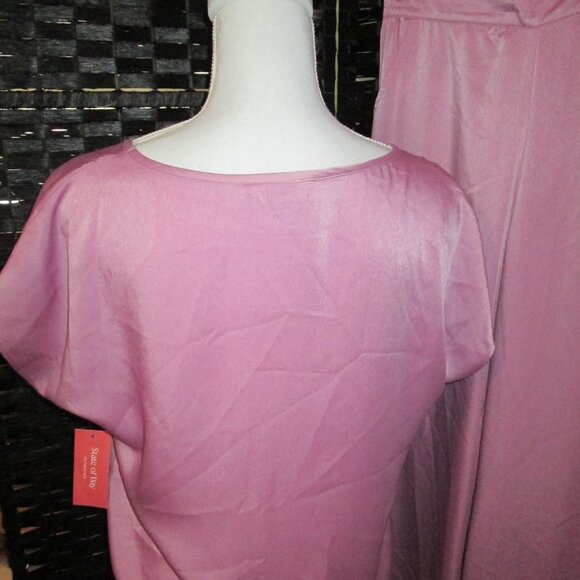 State of Day 2-Pc. Crepe de Chine Short-Sleeve Pajama Set Mauve NWT - Picture 7 of 8